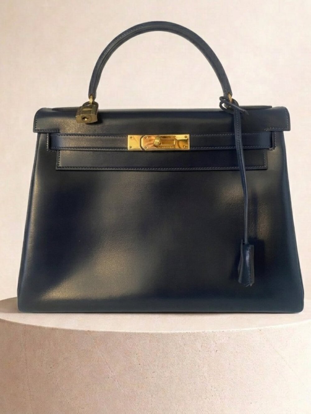 Hermes Kelly 28 Midnight Blue (Navy) Box Leather Gold Hardware (GHW)